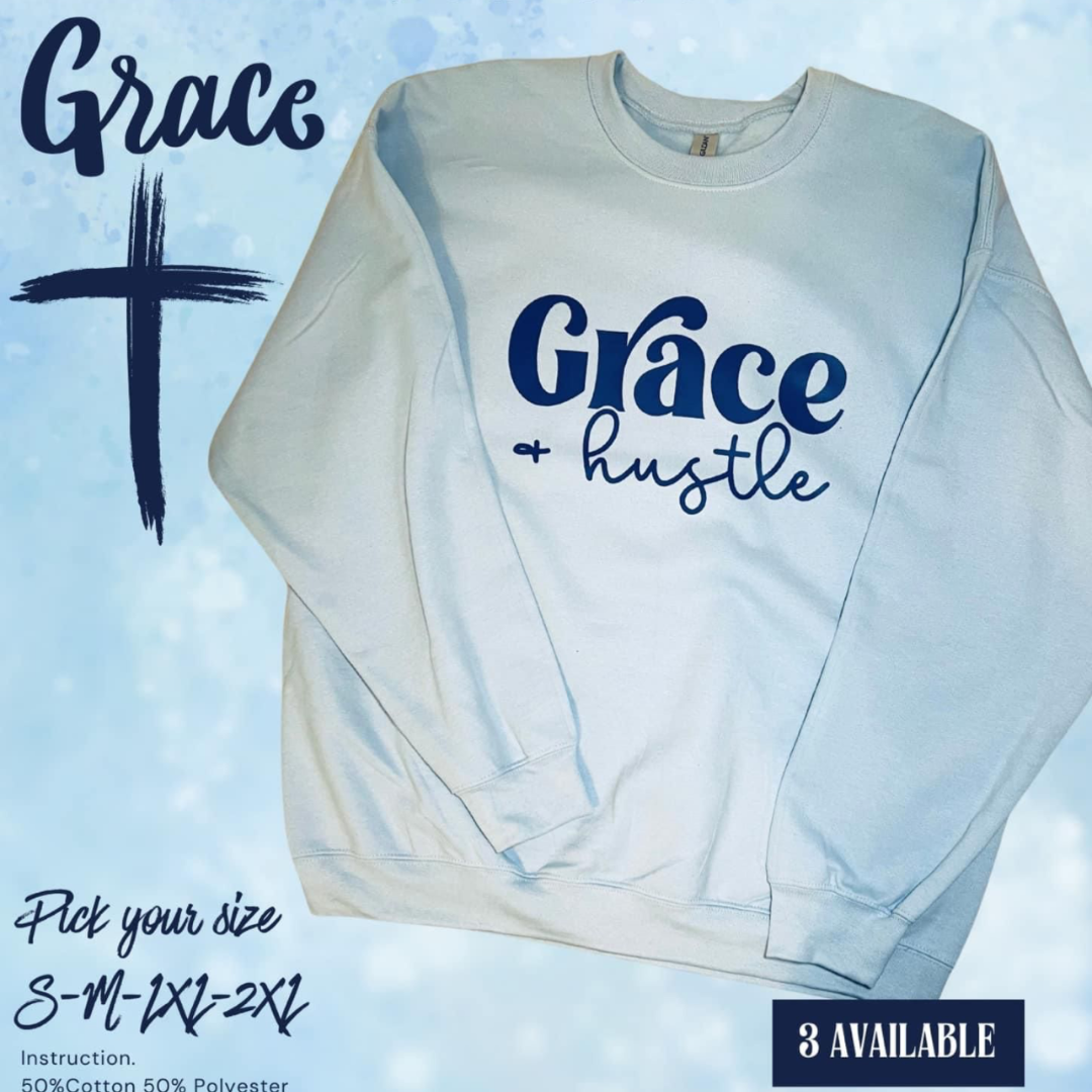 Grace and Hustle blue single color