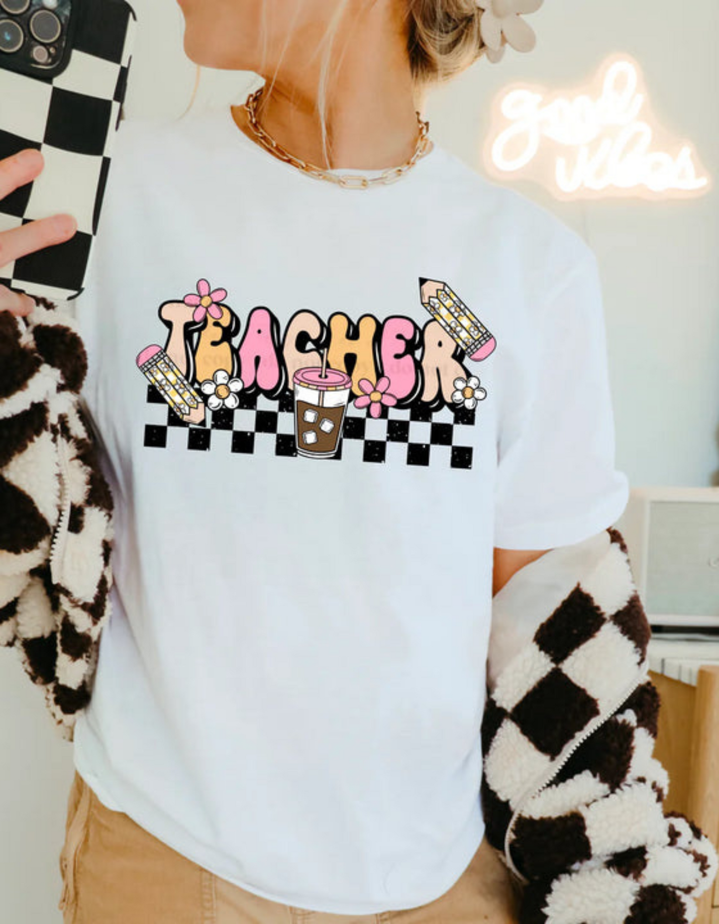 Teacher Ice coffee- glitter clear film