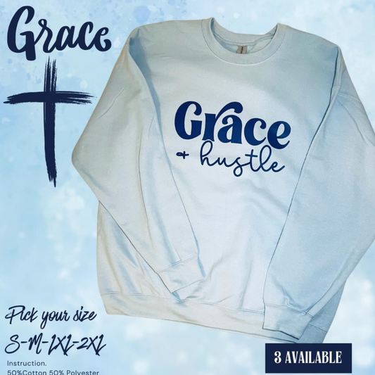 Grace and Hustle blue single color