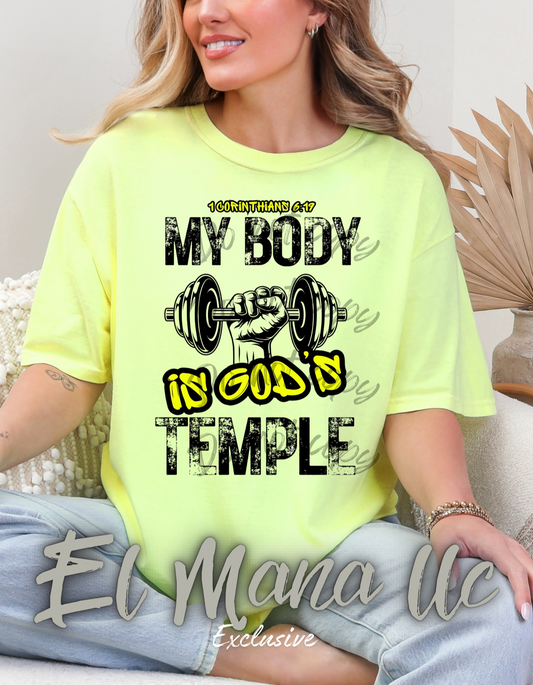 My Body is Gods temple yellow with matching pocket