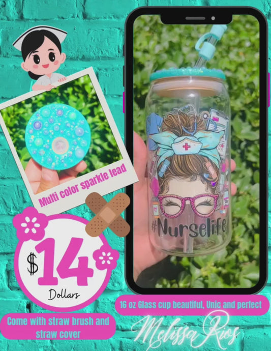 Nurse Life 16 oz Glass Cup