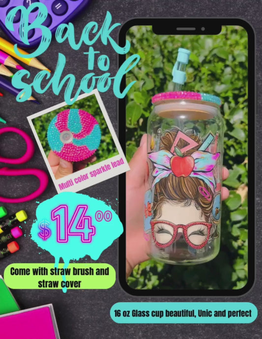 Teacher 16 oz glass cup