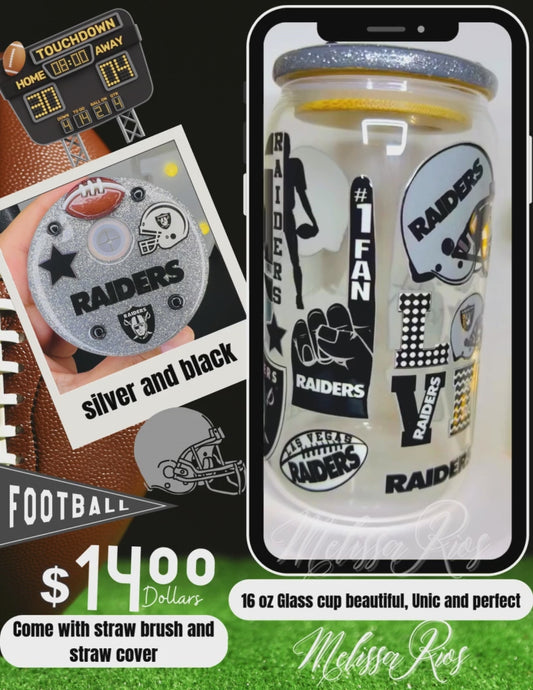 Raiders  16 oz Glass cup