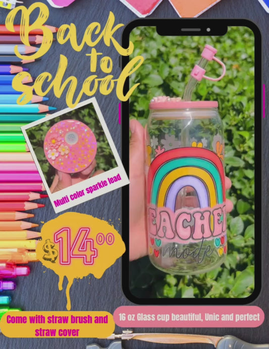 Teacher mode 16 oz glass cup