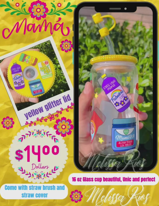 Latina Mama 16 oz glass cup