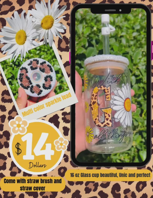 Cheetah Print God 16 oz Glass cup