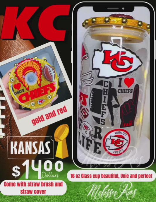 Kansas City Chiefs 16 oz glass cup