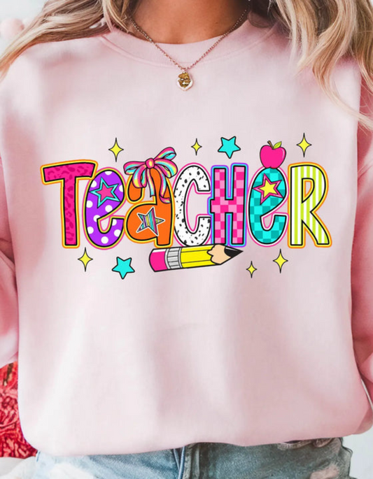 Teacher pencil glitter- clear film