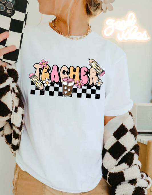 Teacher Ice coffee- glitter clear film